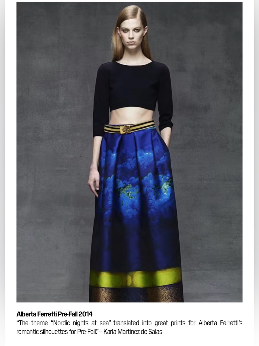 Alberta Ferretti runway "Nordic nights at sea” jacquard skirt